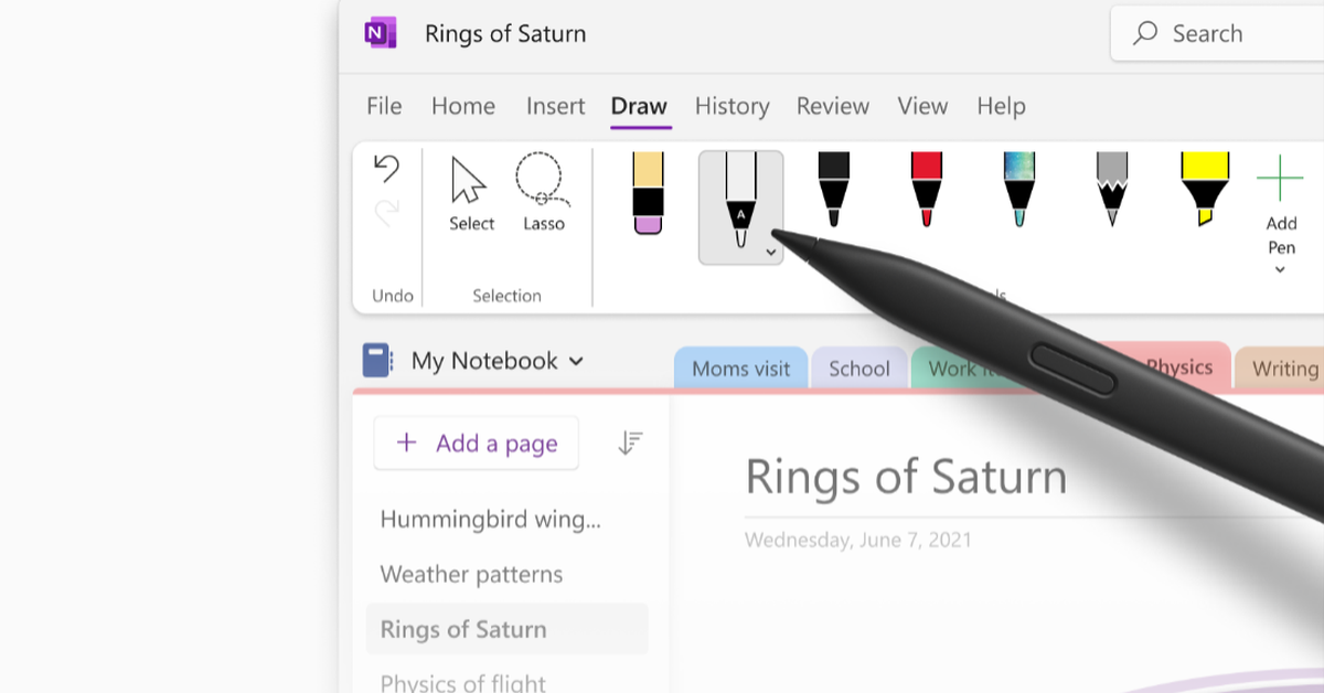 OneNote on Windows now has improved pen and ink gestures for drawing and writing